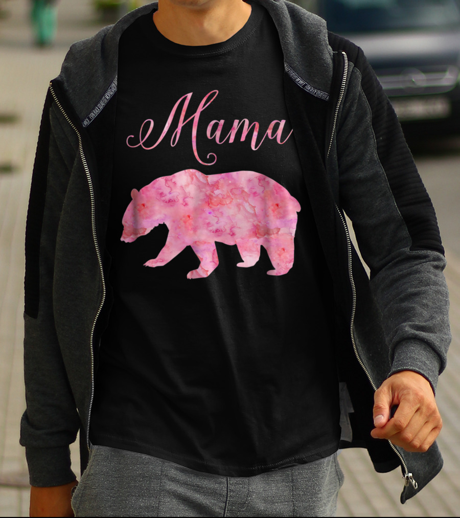 Mama Bear Mothers Birthday Mom Pink Watercolor T-Shirt