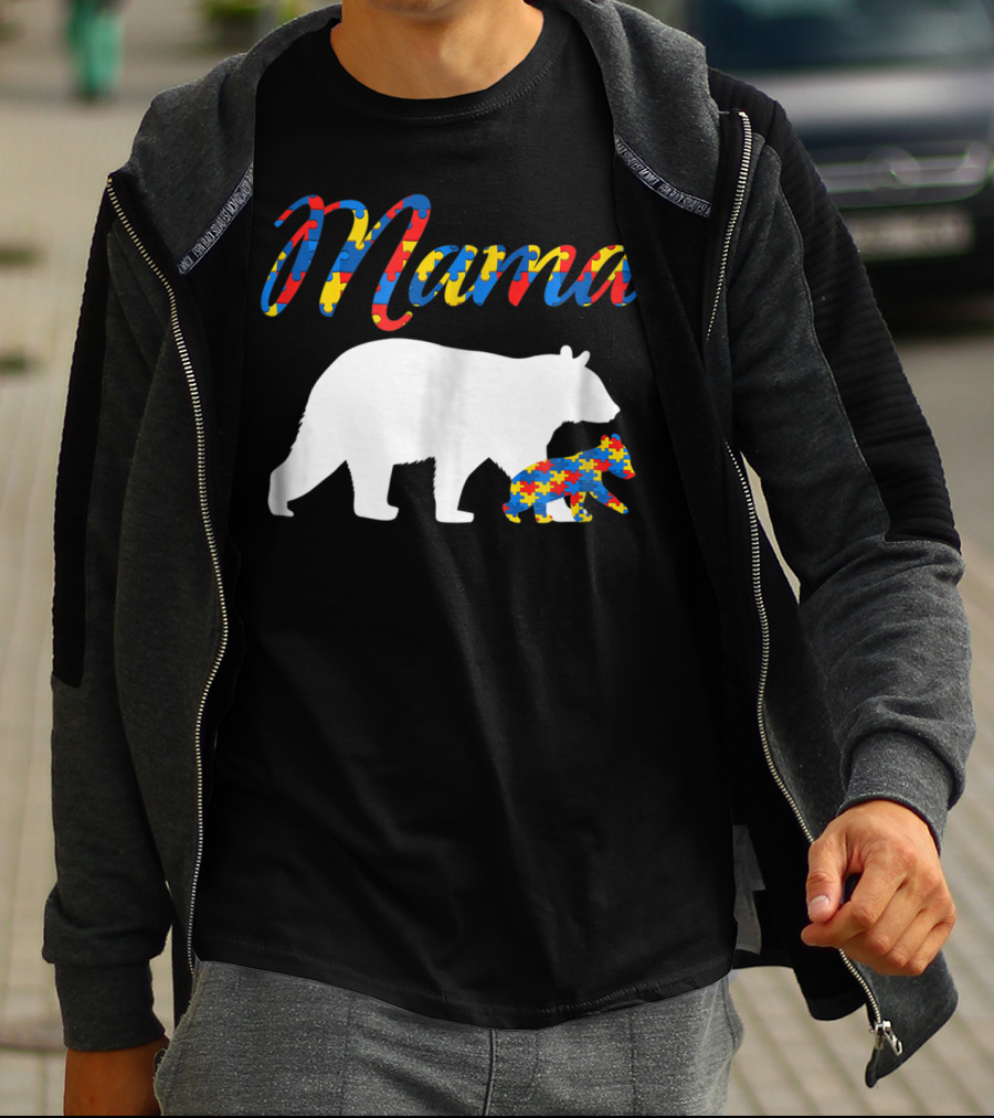 Mama Bear Autism Puzzle Piece Design For Women22 T-Shirt