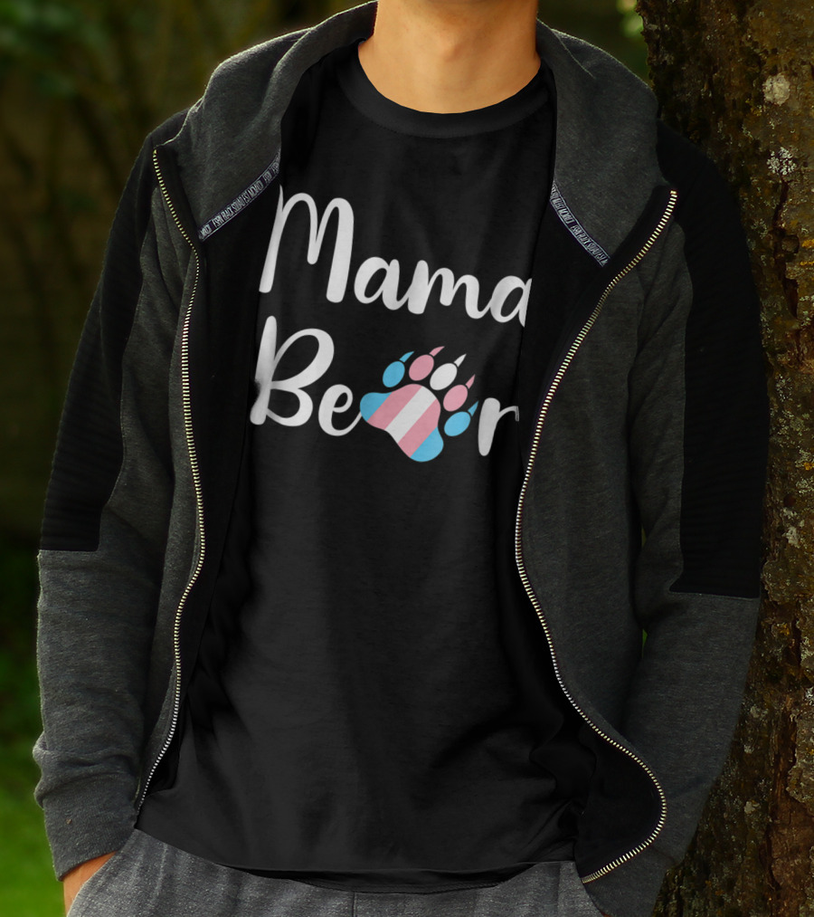 Mama Bear Trans Pride Transgender Mom Bear Paw T-Shirt