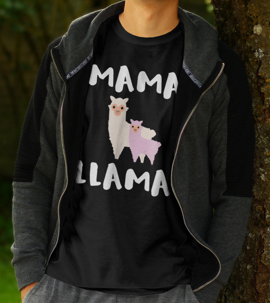 Mama Llama Cute Funny Llama Duo T-Shirt