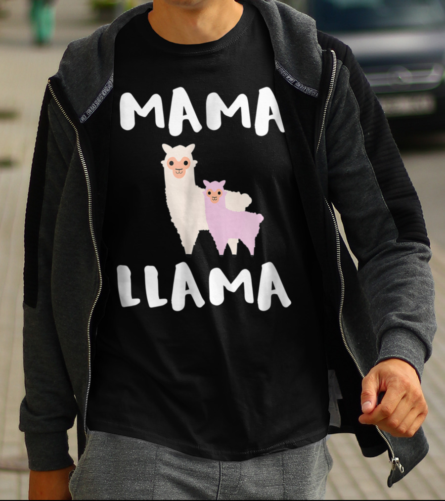 Mama Llama Cute Funny Llama Duo T-Shirt