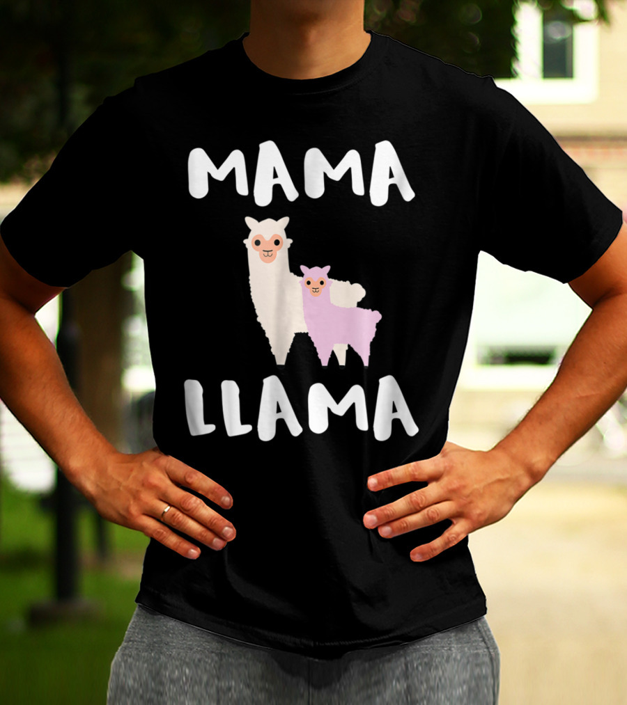 Mama Llama Cute Funny Llama Duo T-Shirt