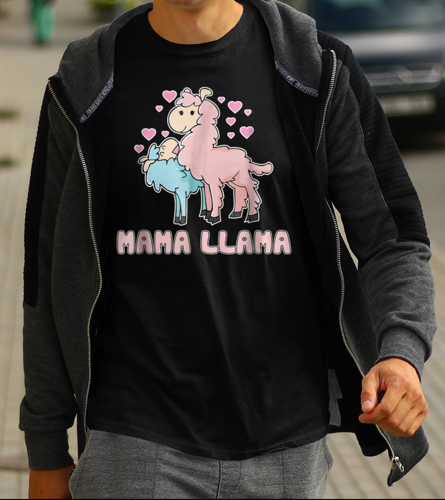 Mama Llama Cute Hearts Llama T-Shirt