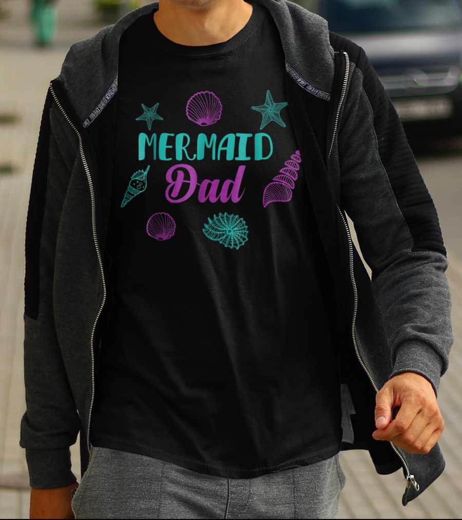 Mermaid Dad Funny Birthday Matching Family Mens T-Shirt