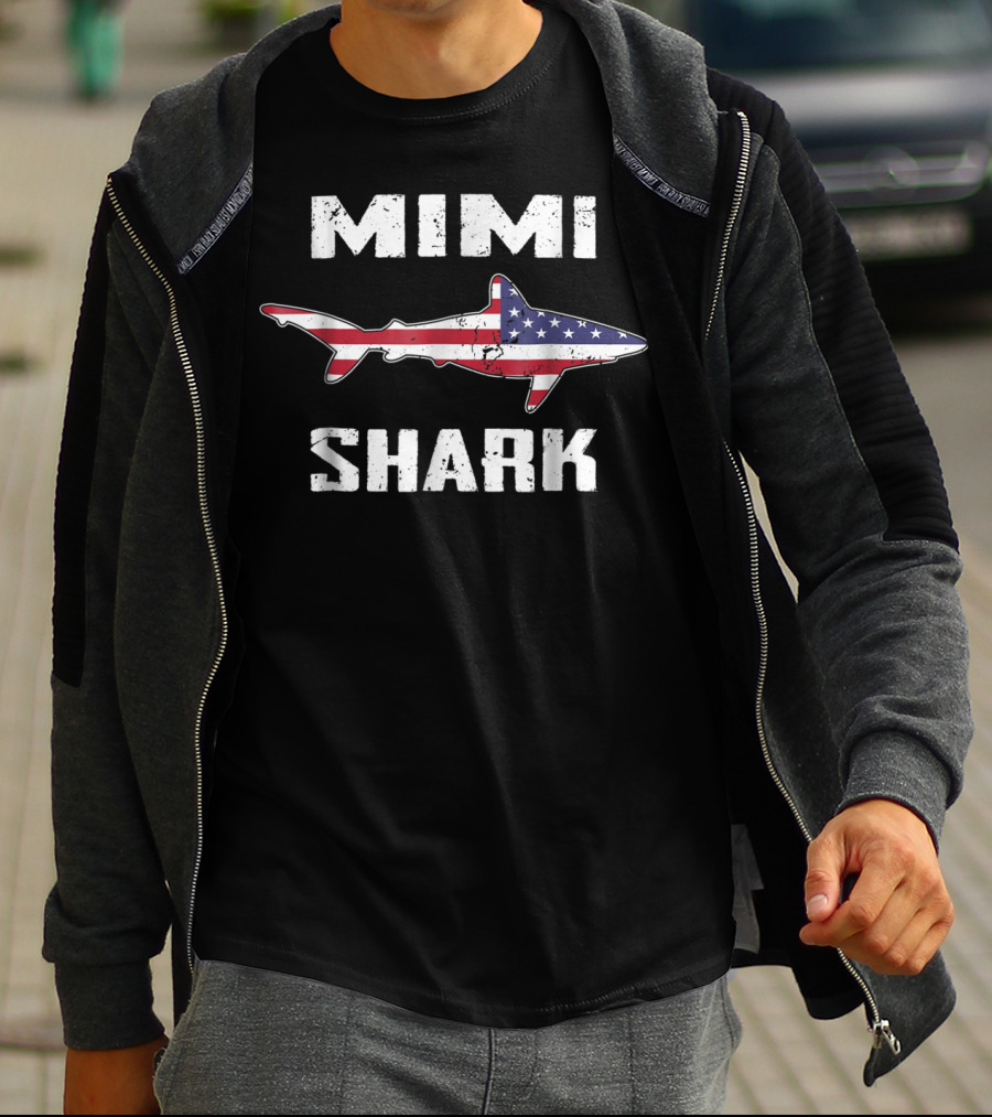 Mimi Shark American Flag Patriotic Family Mom75 T-Shirt