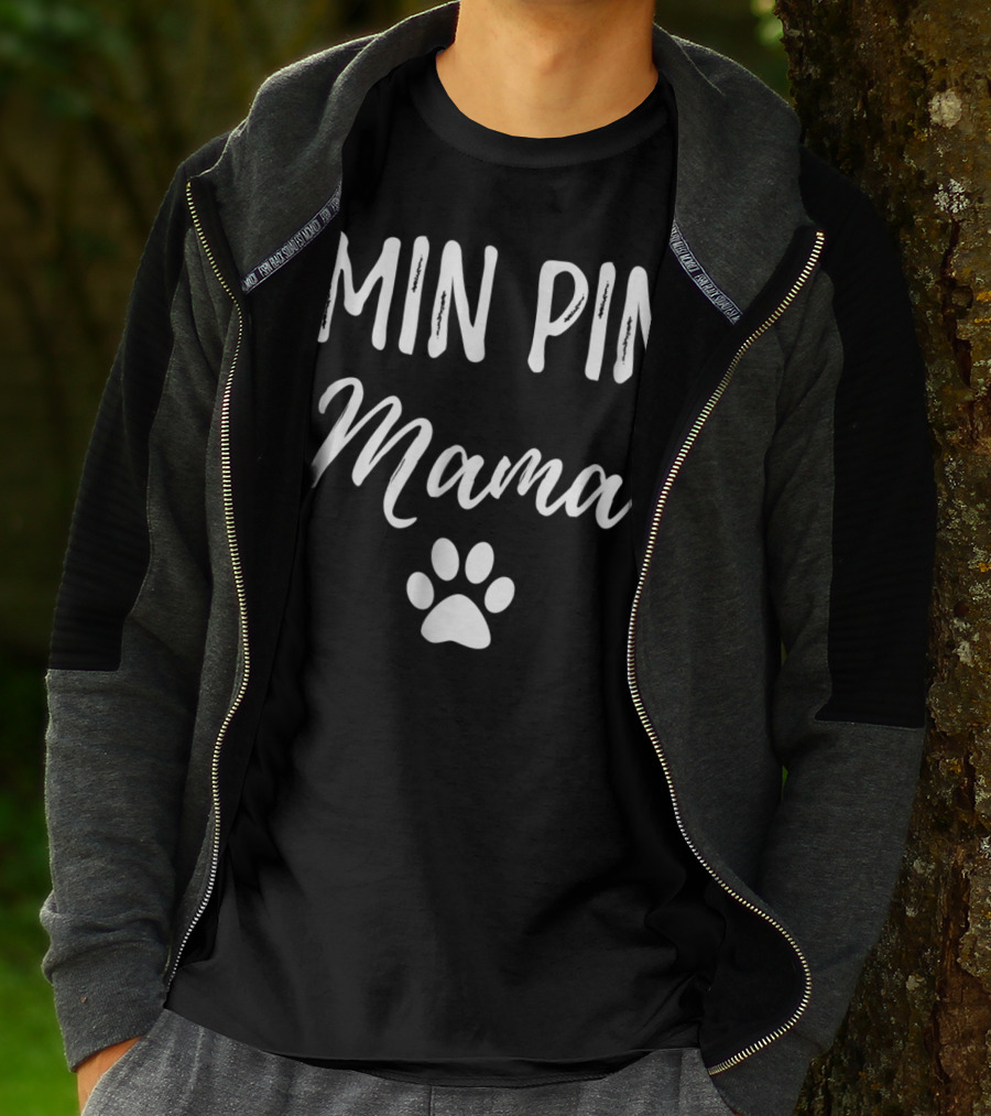 Min Pin Mama Miniature Pinscher Dog Paw Prints T-Shirt