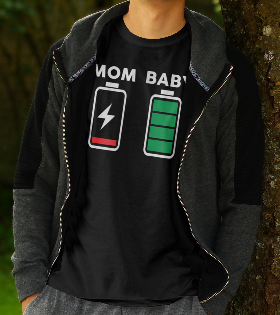 MOM BABY BATTERY DRAINED FULL CHARGE ICONS T-Shirt