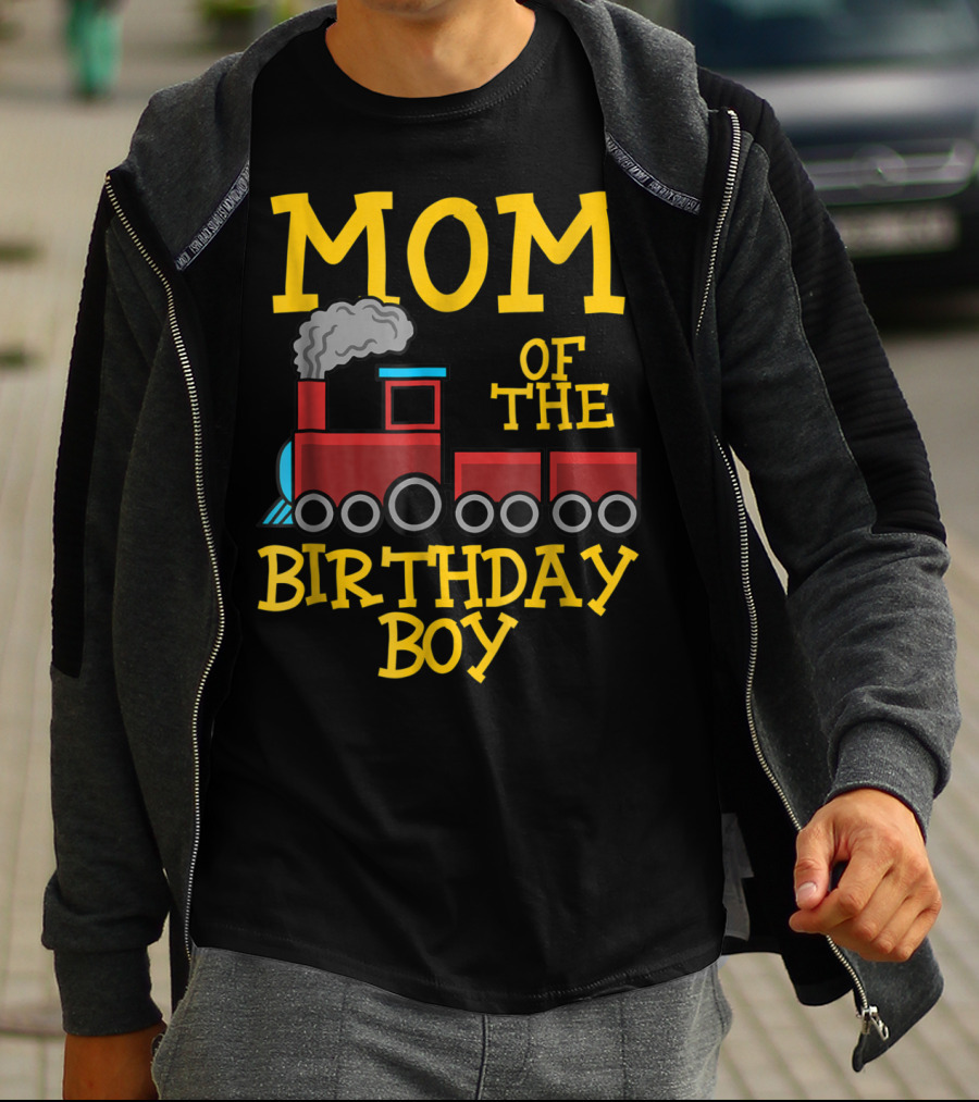 Mom Of The Birthday Boy Train Conductor Party T-Shirt