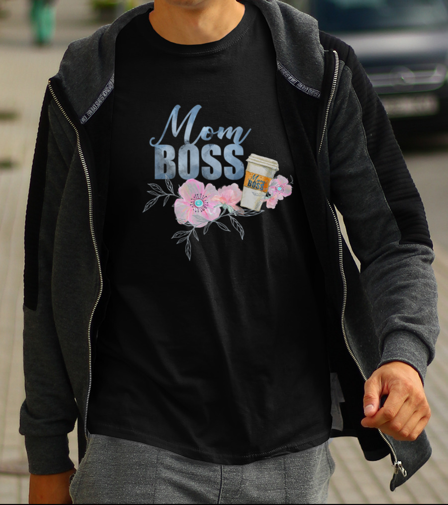 Mom Boss Coffee Floral T-Shirt