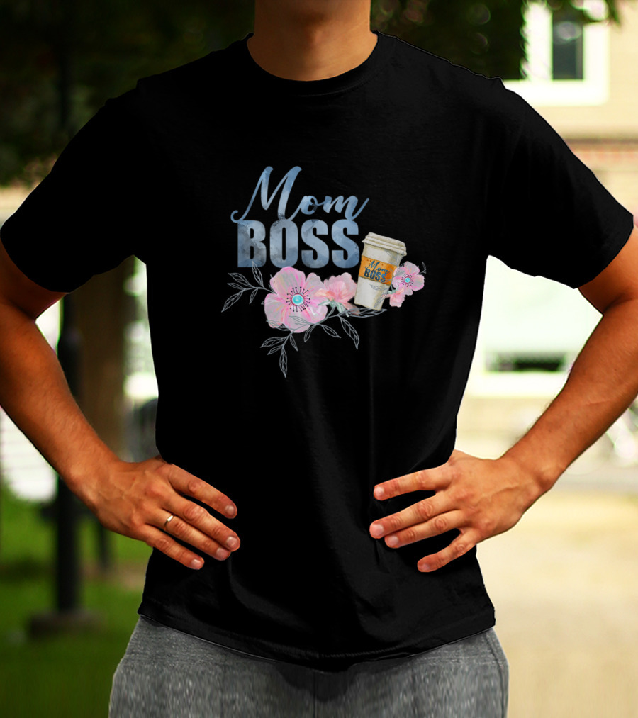 Mom Boss Coffee Floral T-Shirt