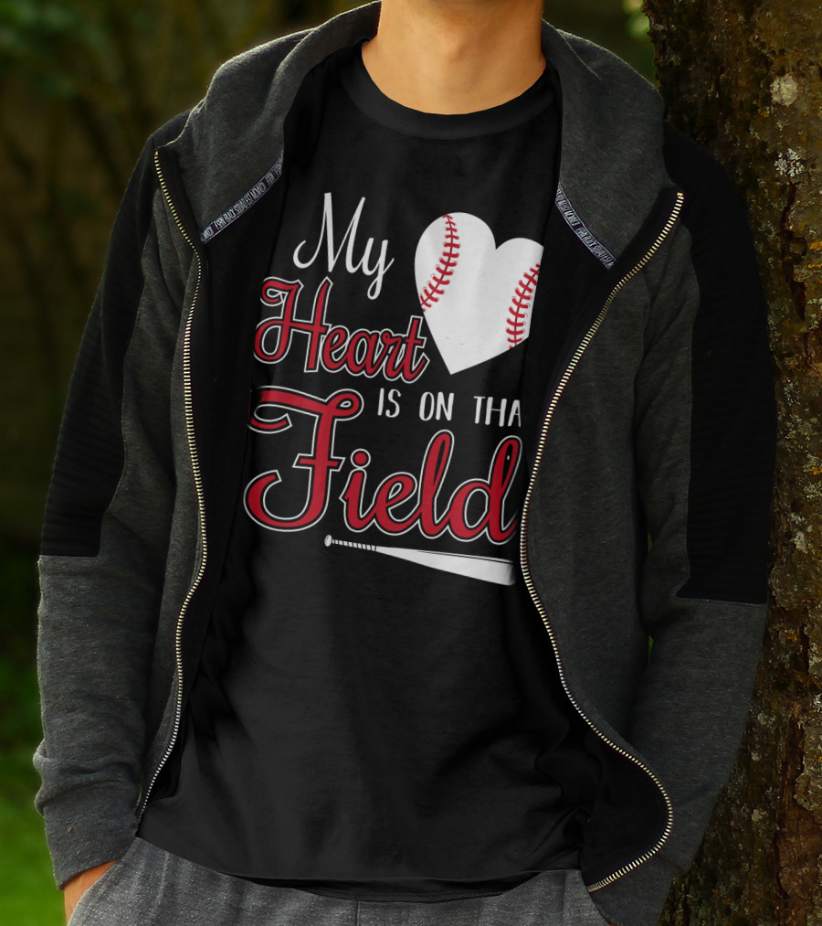My Heart Is On That Field Baseball Bat Heart T-Shirt