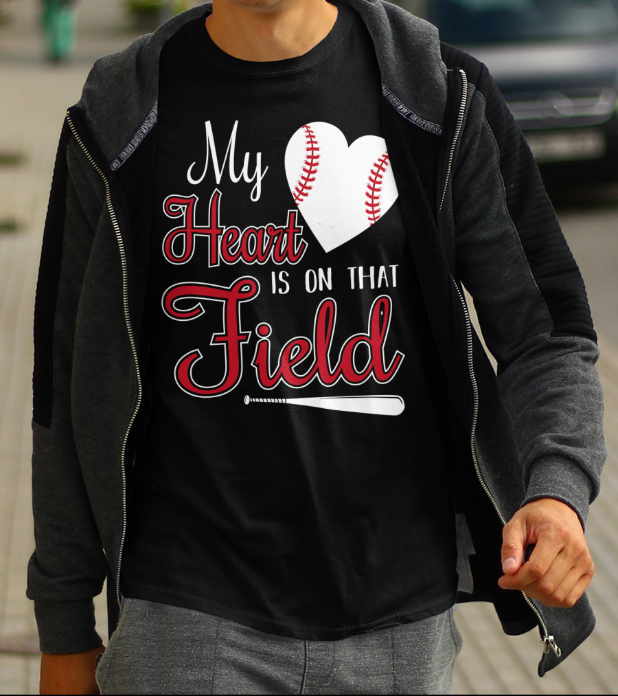 My Heart Is On That Field Baseball Bat Heart T-Shirt