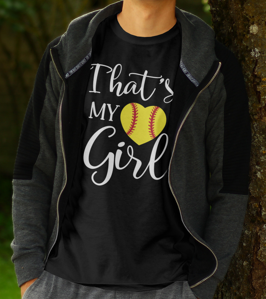 That's My Girl Softball Mom Heart T-Shirt