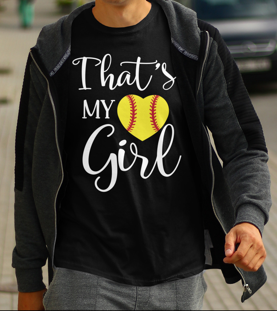 That's My Girl Softball Mom Heart T-Shirt