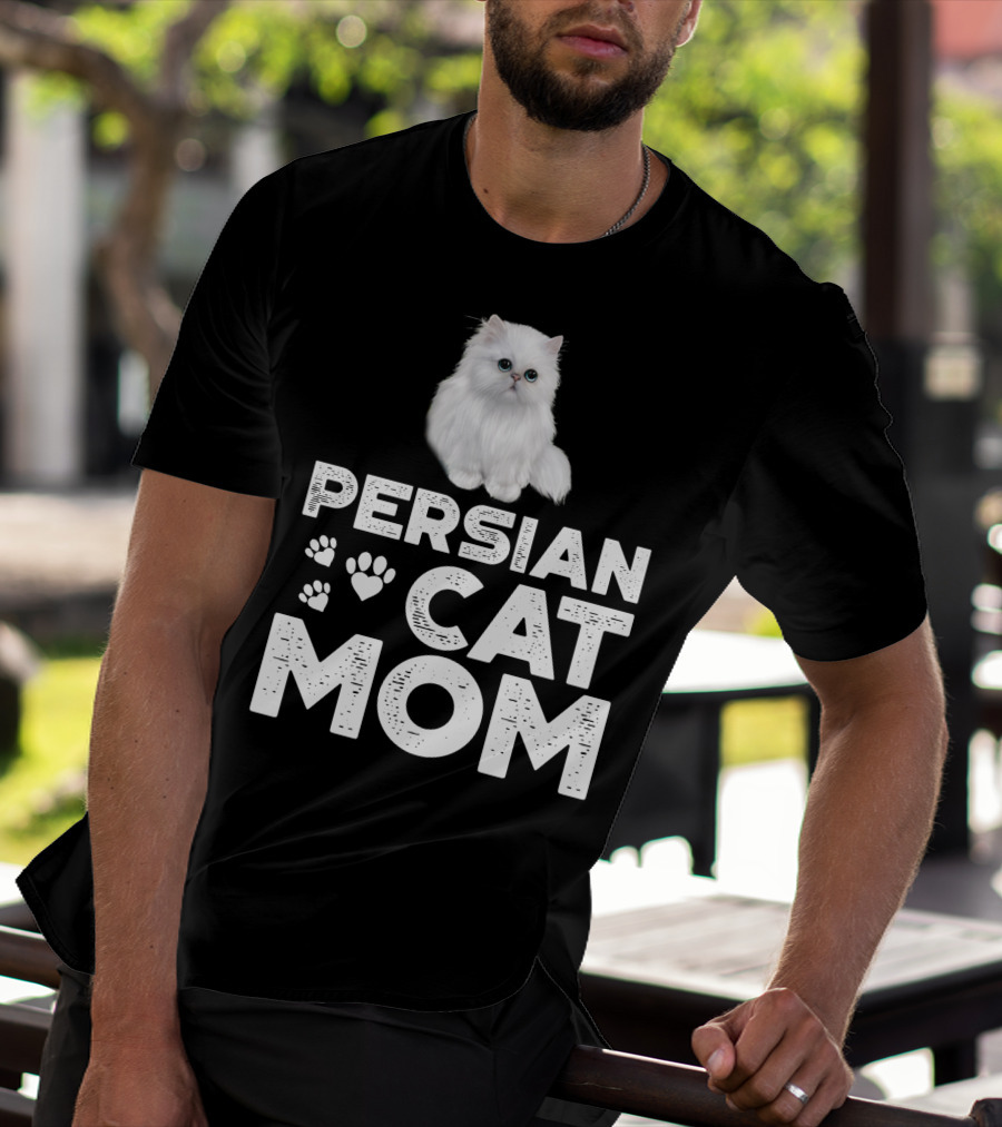 Persian Cat Mom With Paw And Heart Design For Female Cat Owners T-Shirt