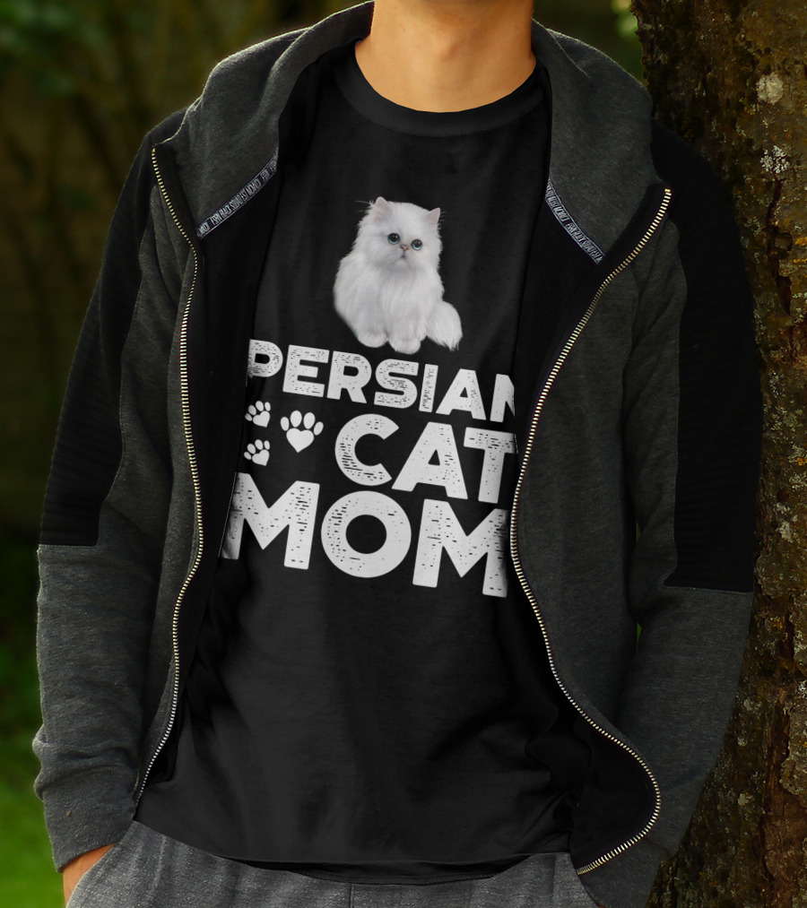 Persian Cat Mom With Paw And Heart Design For Female Cat Owners T-Shirt