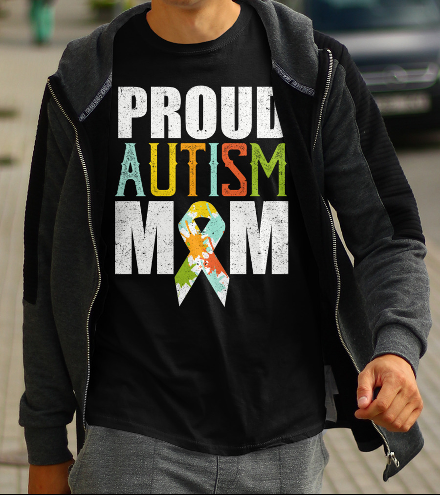 Proud Autism Mom Multicolor Awareness T-Shirt