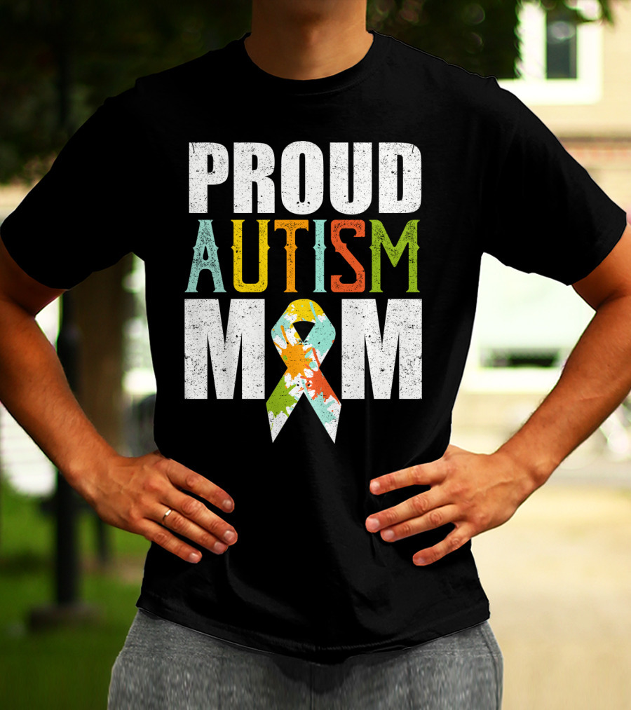 Proud Autism Mom Multicolor Awareness T-Shirt