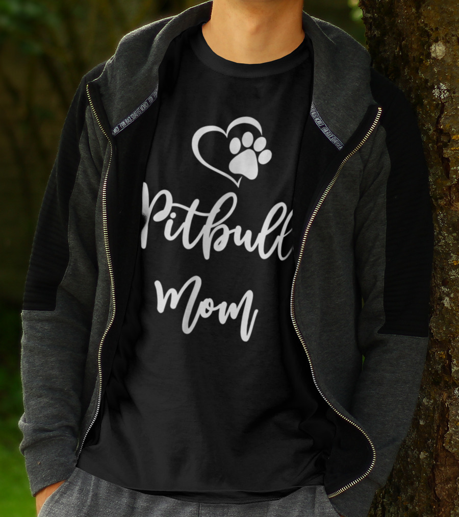 Pitbull Mom Paw Heart T-Shirt