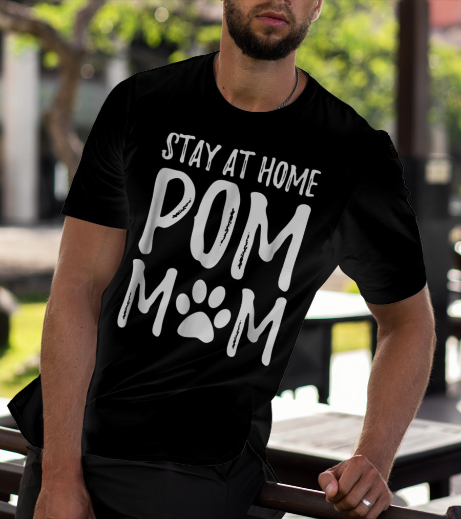 Stay At Home Pom Mom Pomeranian Paw Prints T-Shirt