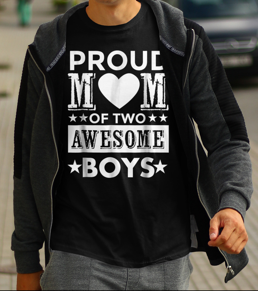 PROUD MOM HEART OF TWO AWESOME STARS BOYS T-Shirt