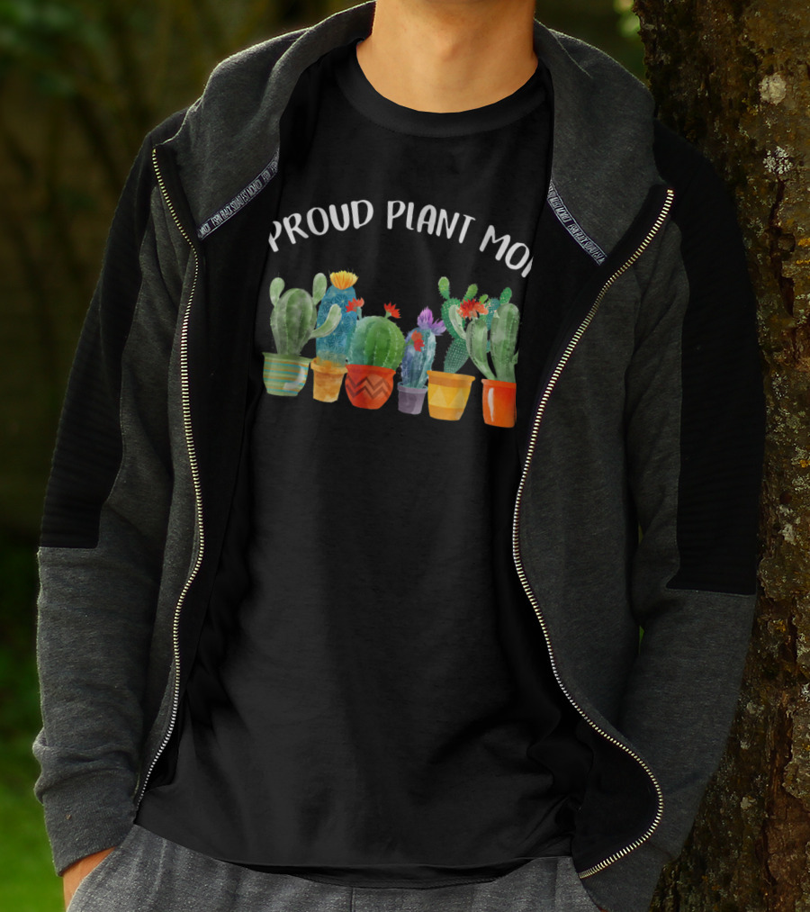 Proud Plant Mom Multicolored Cactus Collection T-Shirt