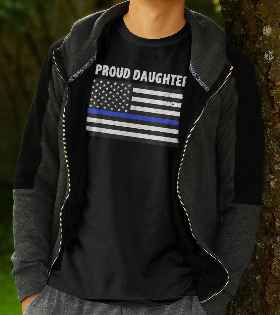 Proud Daughter Thin Blue Line American Flag T-Shirt