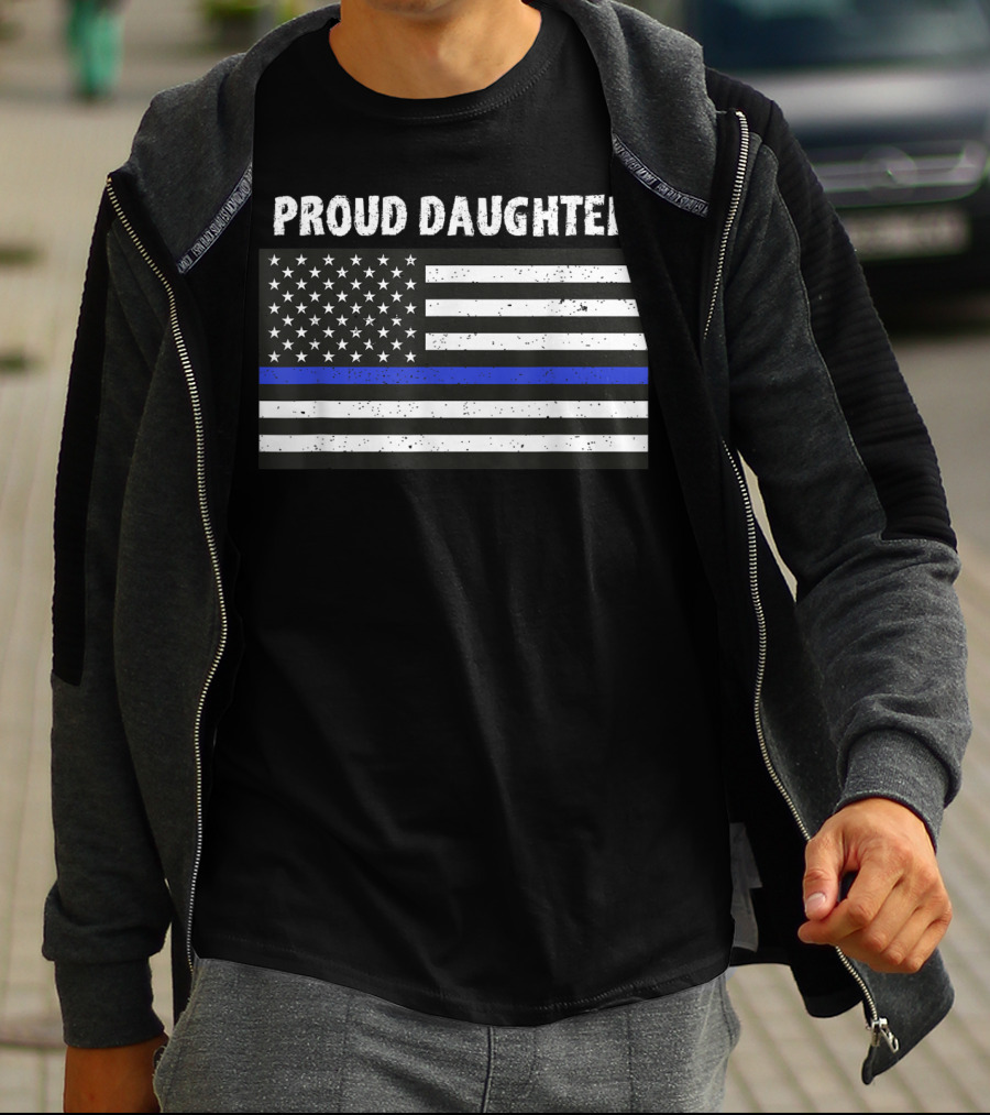 Proud Daughter Thin Blue Line American Flag T-Shirt