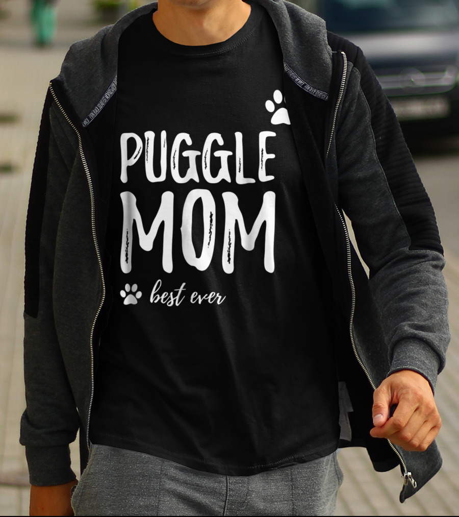 Puggle Mom Best Ever Dog Lover Paw Prints T-Shirt