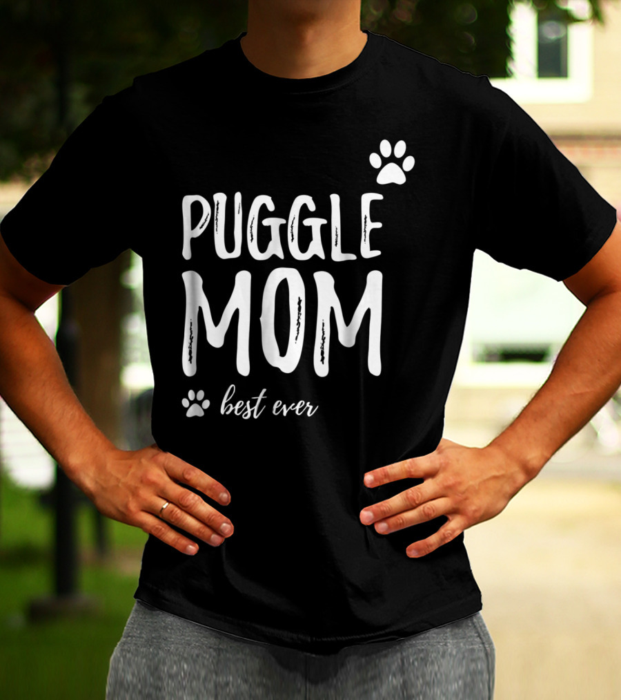 Puggle Mom Best Ever Dog Lover Paw Prints T-Shirt