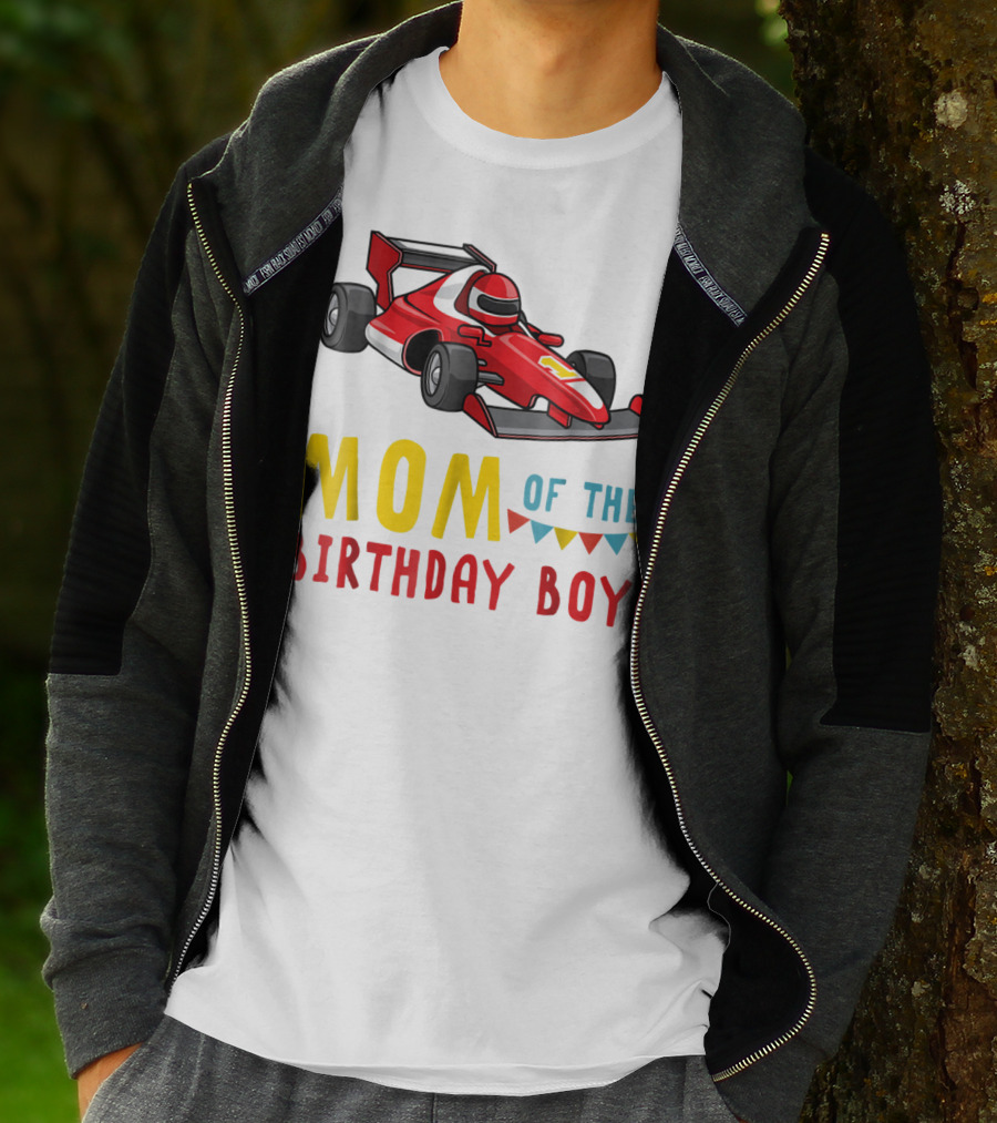 Mom Of The Birthday Boy Racer Car T-Shirt