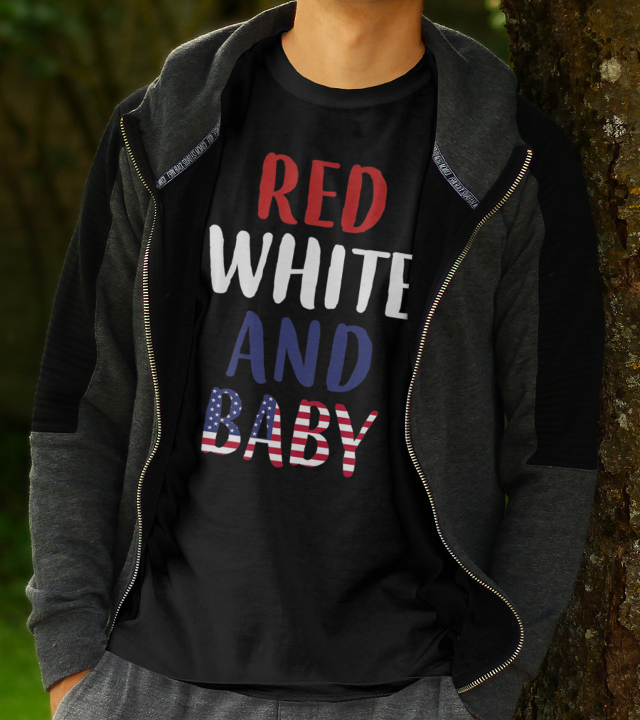 Red White And Baby American Flag Pregnancy Announcement T-Shirt