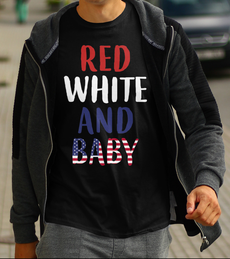 Red White And Baby American Flag Pregnancy Announcement T-Shirt