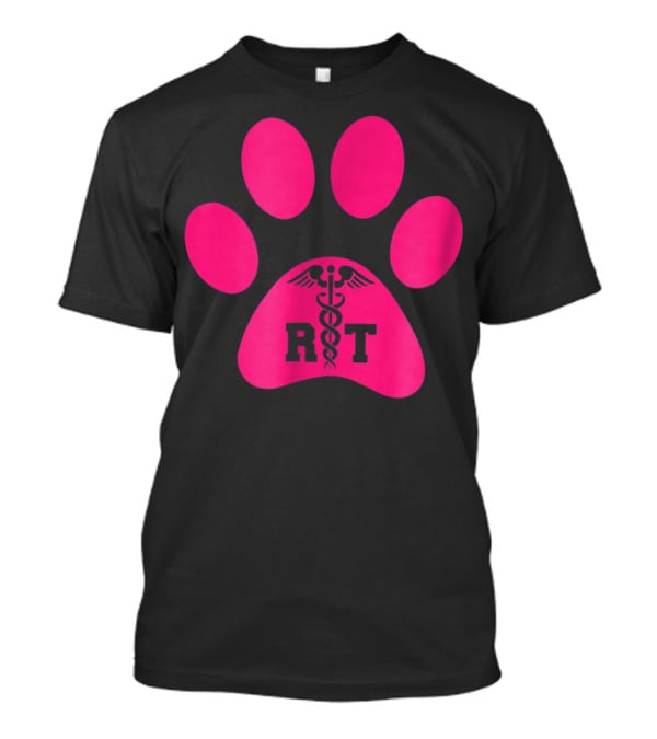 Respiratory Therapy Pink RT Caduceus Dog Paw T-Shirt