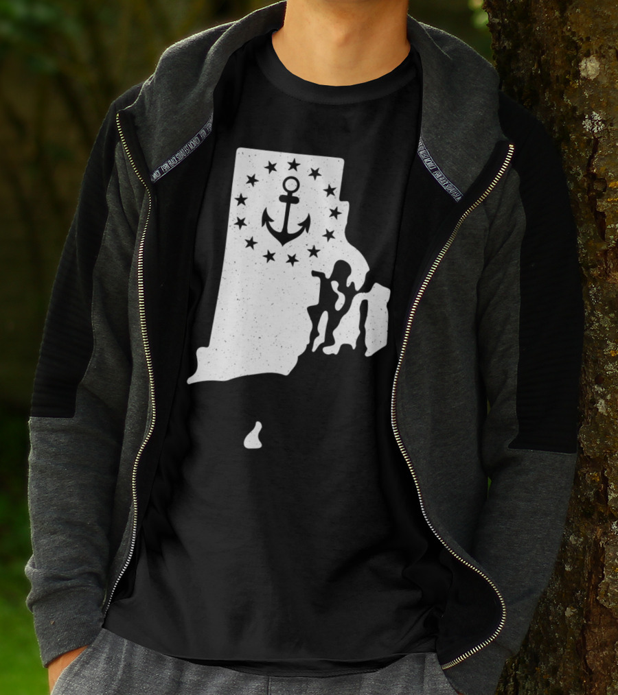 Rhode Island Anchor Independence With Stars T-Shirt