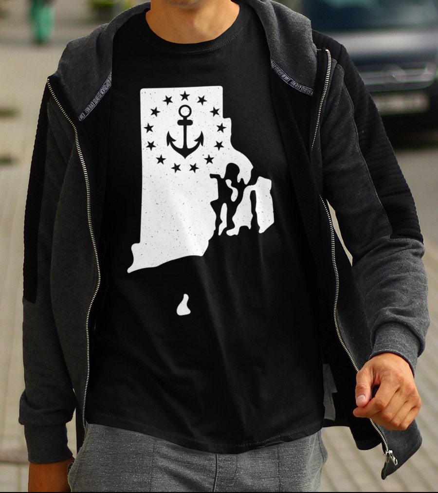 Rhode Island Anchor Independence With Stars T-Shirt