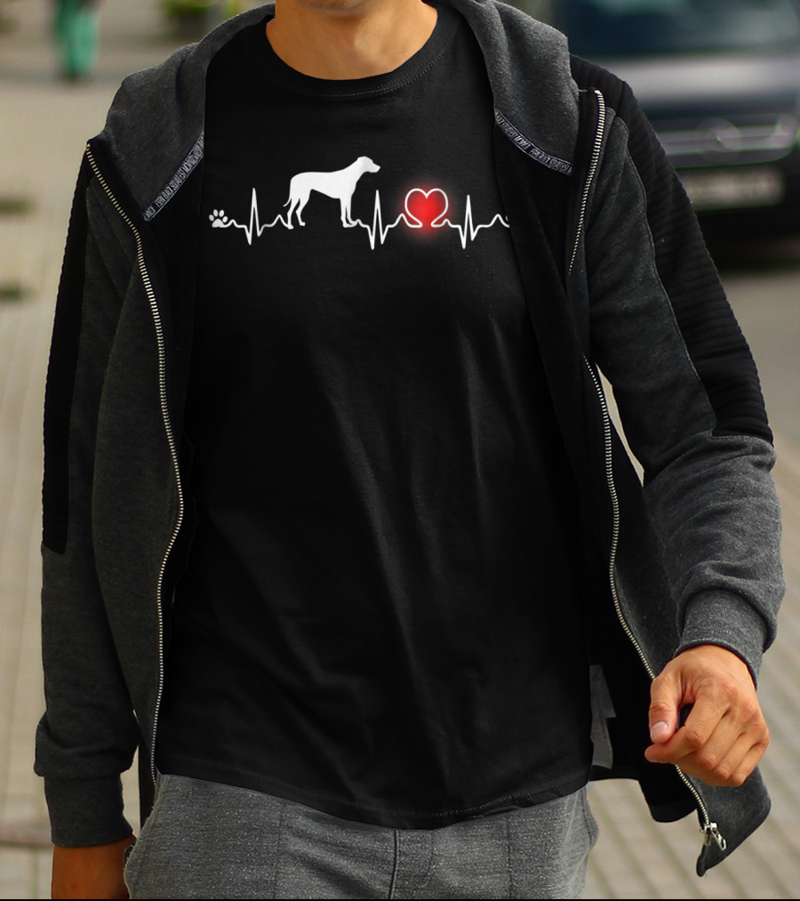 Rhodesian Ridgeback Heartbeat Paw Print Love T-Shirt