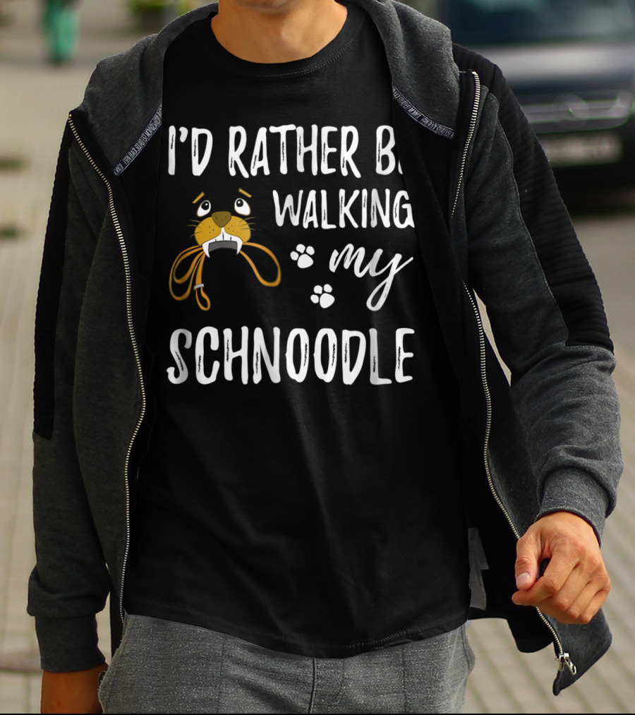 I'd Rather Be Walking My Schnoodle Dog Mom Paw Prints T-Shirt