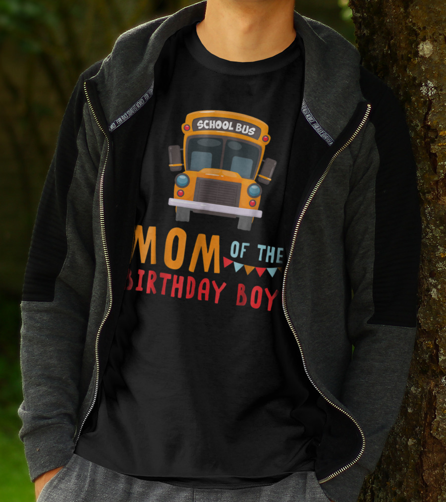 School Bus Mom Of The Birthday Boy T-Shirt