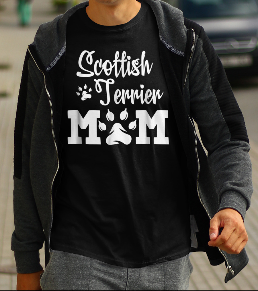 Scottish Terrier Mom Paw Print T-Shirt