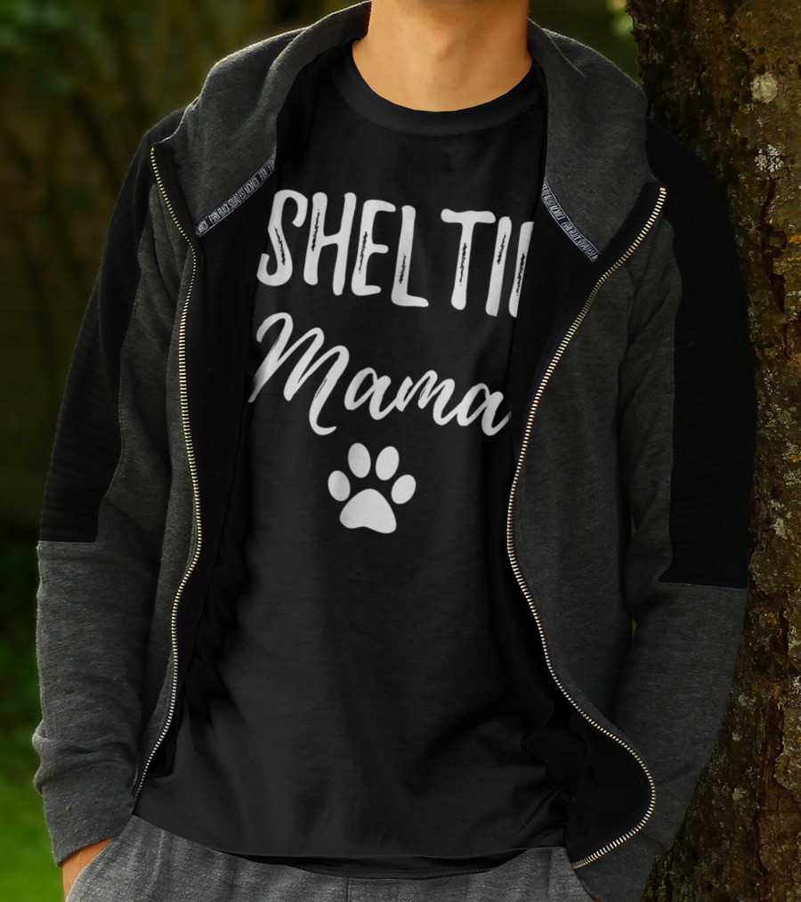 Sheltie Mama Funny Dog Mom Paw Print Idea13 T-Shirt