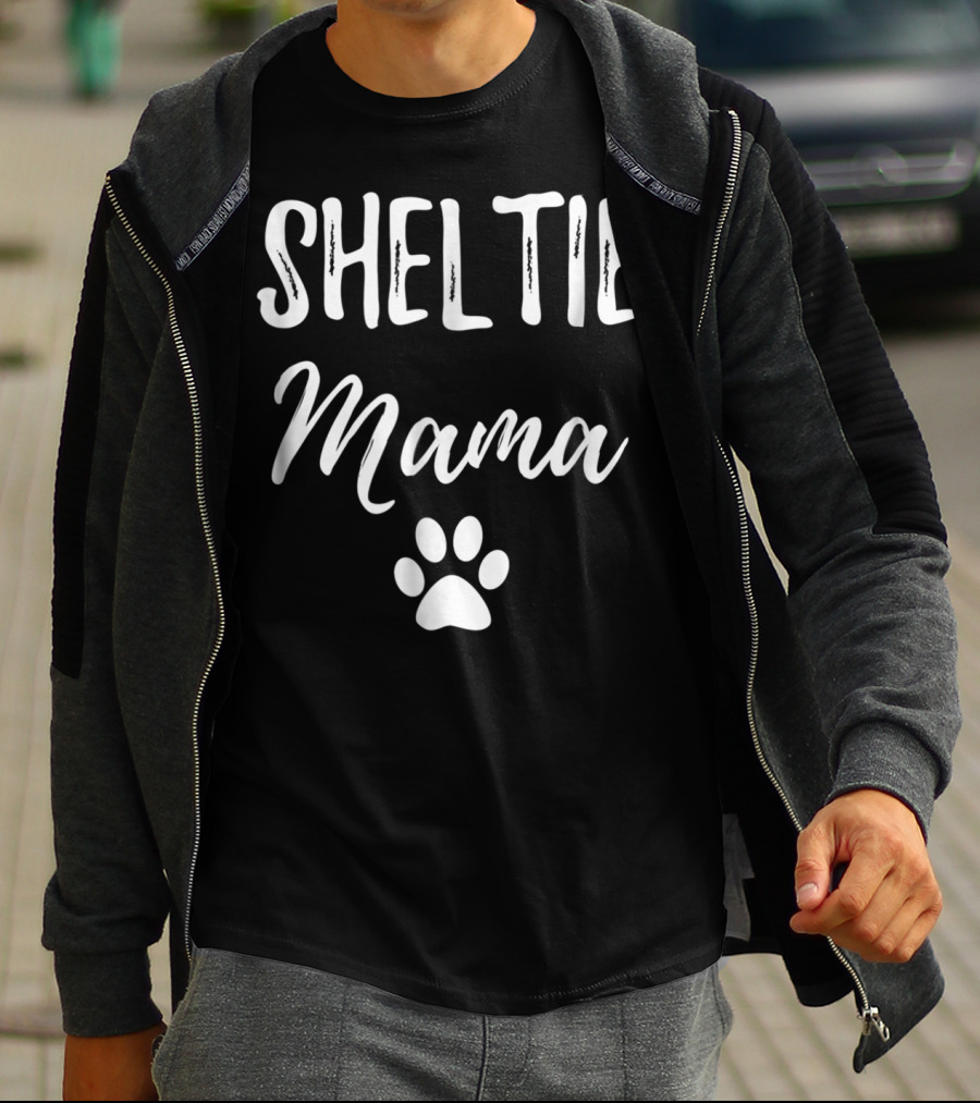 Sheltie Mama Funny Dog Mom Paw Print Idea13 T-Shirt
