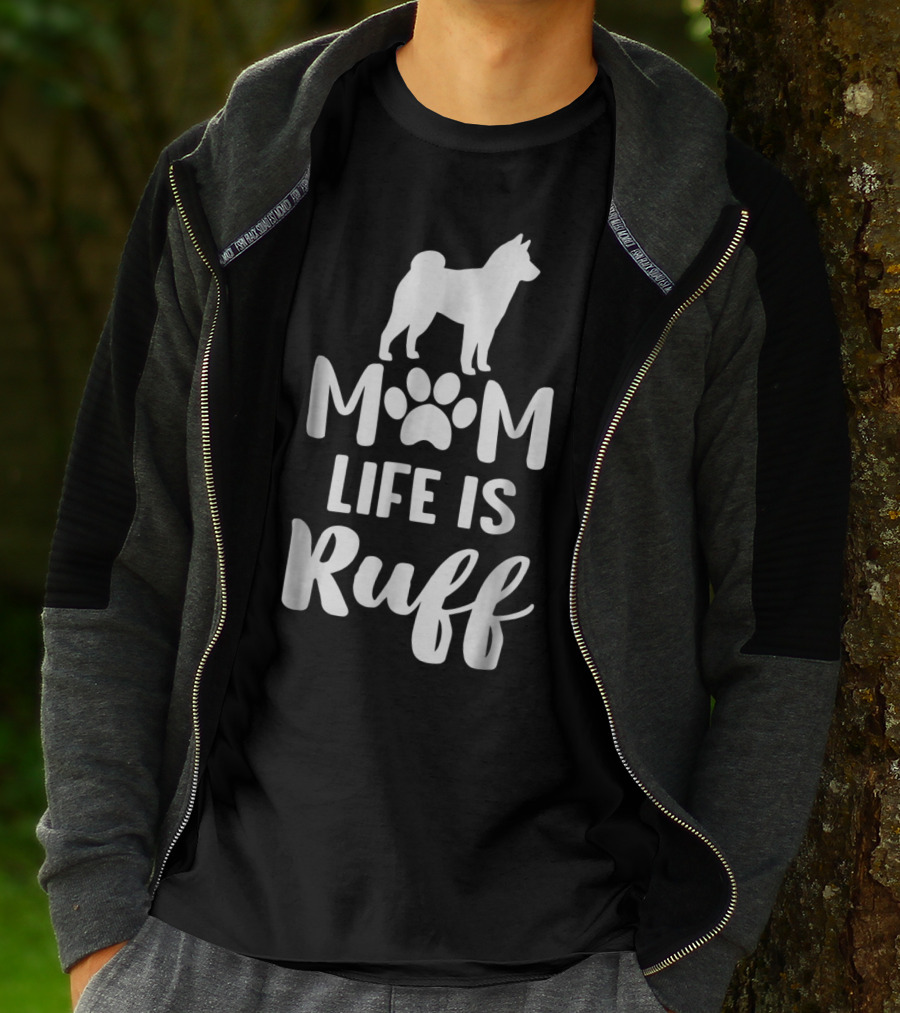 Shiba Inu Mom Life Is Ruff With Paw Print And Dog T-Shirt