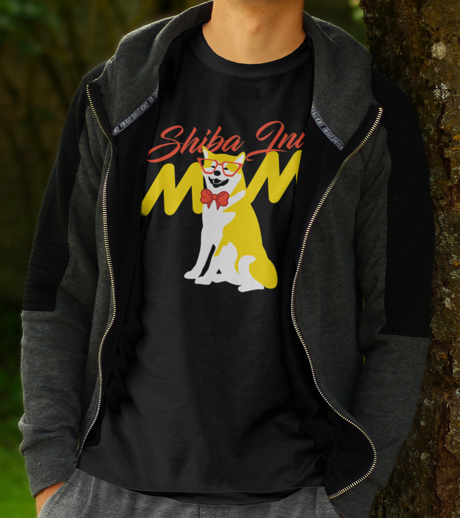 Shiba Inu Mom With Glasses And Bow Tie T-Shirt