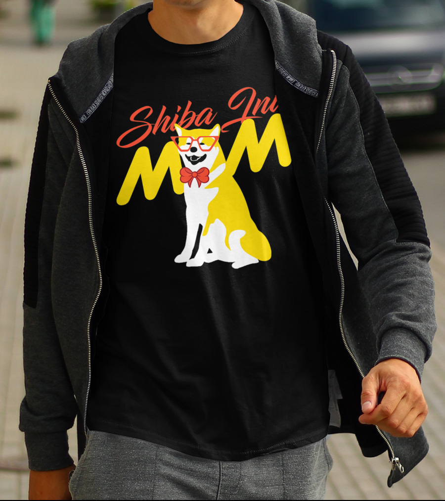 Shiba Inu Mom With Glasses And Bow Tie T-Shirt