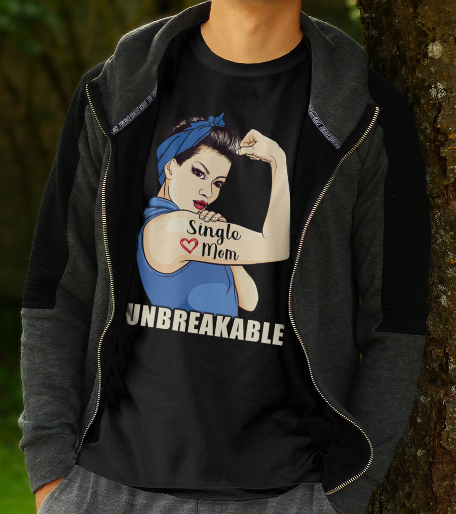 Single Mom Unbreakable Retro Rosie The Riveter T-Shirt