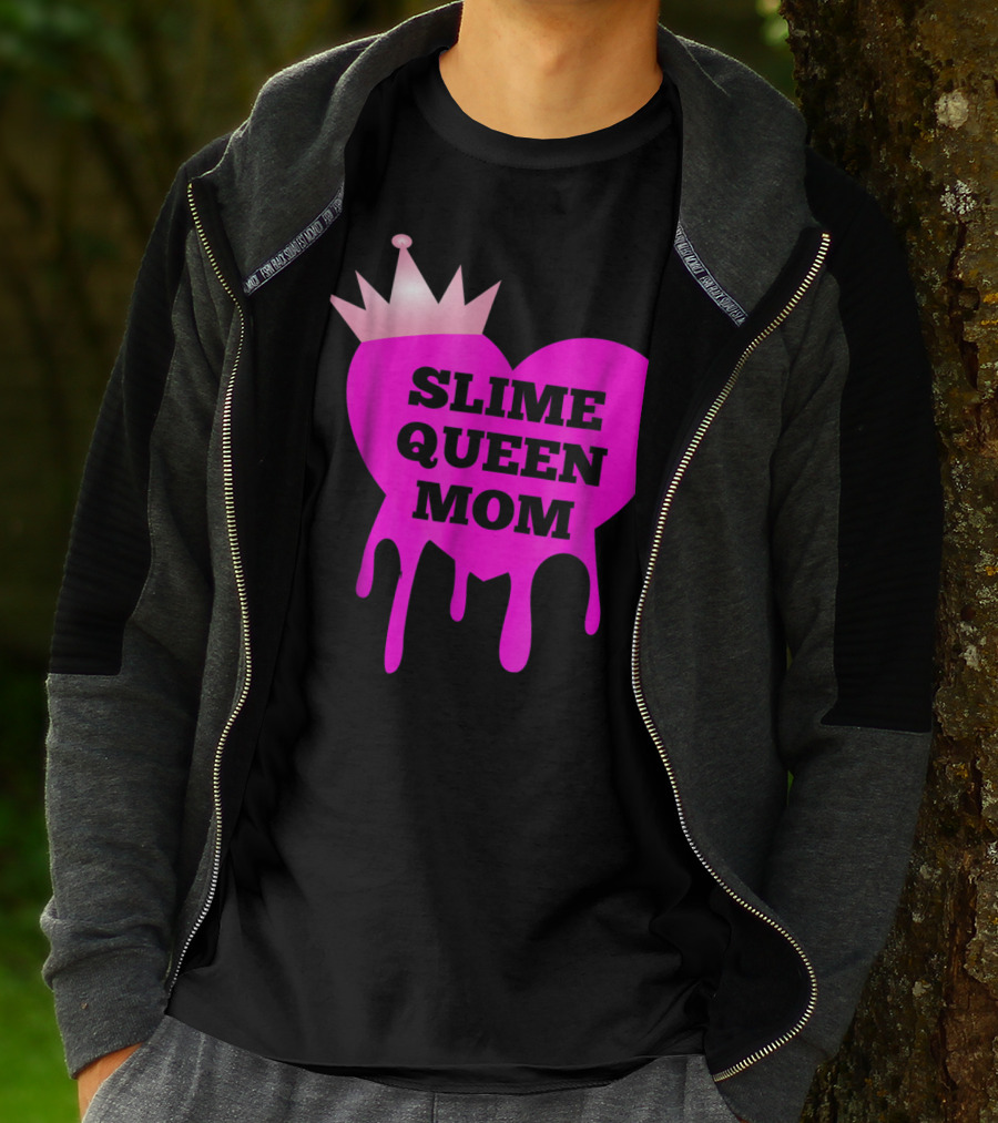 Slime Queen Mom Heart With Crown Birthday Theme Party Girl Tween T-Shirt