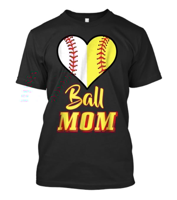 Ball Mom Softball Baseball Heart T-Shirt