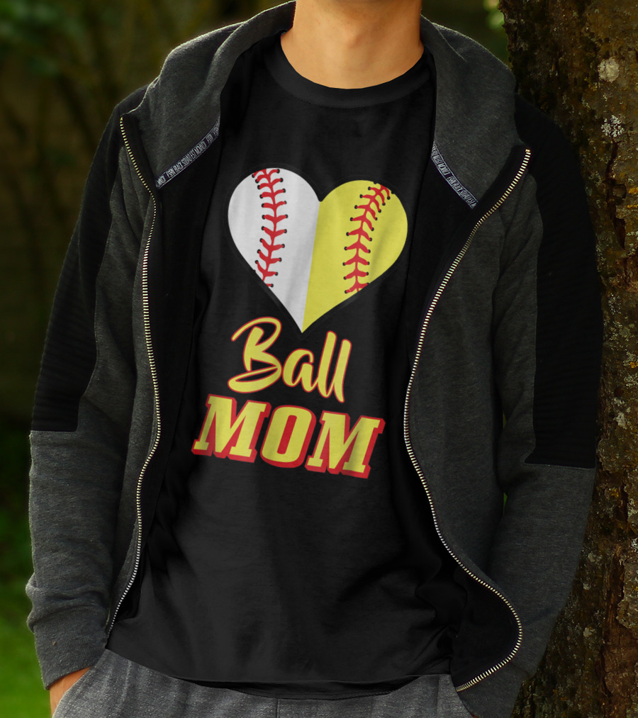Ball Mom Softball Baseball Heart T-Shirt