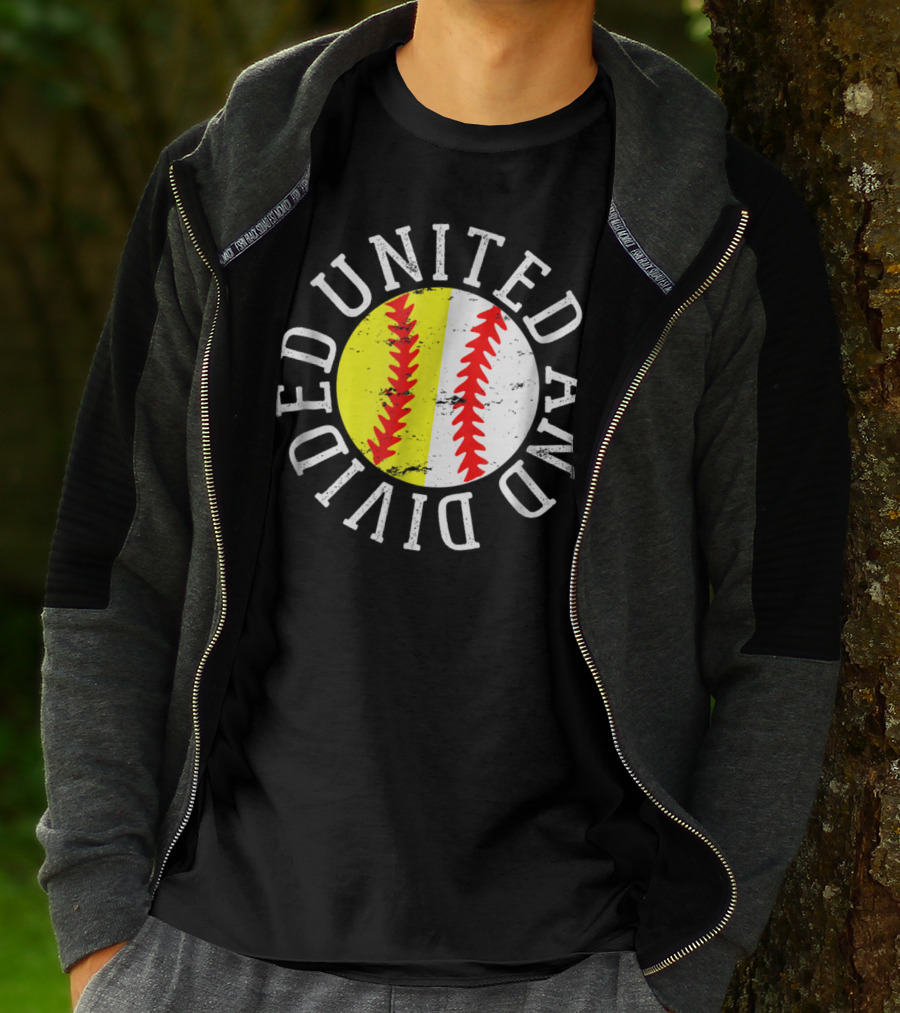 Softball Baseball United And Divided Cool Cute Son Daughter T-Shirt